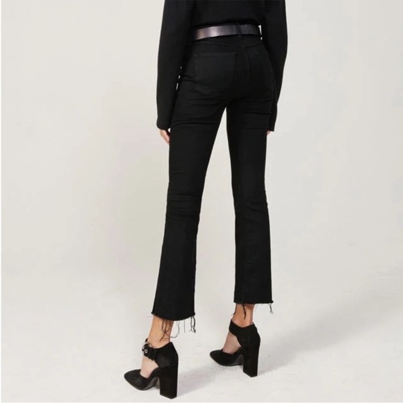 3X1 NYC Crop Baby Boot Mid Rise Frayed Jeans Black Tear Style W25CB0191 Size 26 - Picture 8 of 12